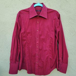 Gucci Maroon Cotton Button Front Shirt Size: 43X17